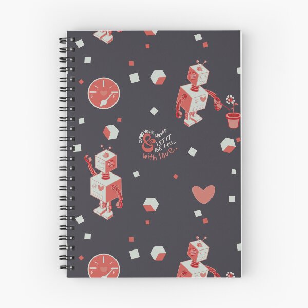 Aperçu de l'œuvre Robots colorés avec un motif de coeur - Corail et Charbon créée et vendue par Boundliss.