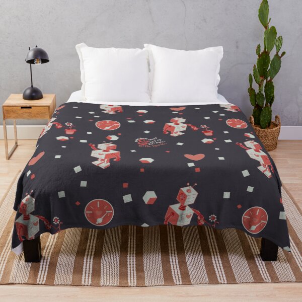Item preview, Colorful Robots with a Heart Pattern - Coral and Charcoal designed and sold by Boundliss.