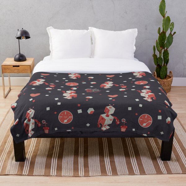 Item preview, Colorful Robots with a Heart Pattern - Coral and Charcoal designed and sold by Boundliss.