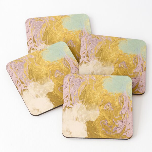 Item preview, Gold and Pink Marble with Watercolor Paint Stains designed and sold by Beneficial Art.