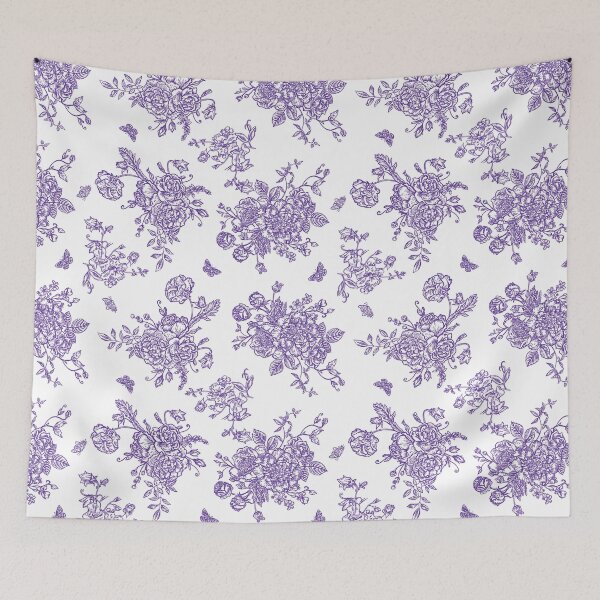Item preview, Vintage Floral Pattern in Chinese Porcelain Style (Purple, White) designed and sold by ‧͙⁺˚*･༓☾ Moon Saikia ☽༓･*˚⁺‧͙.