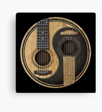 Old and Worn Acoustic Guitars Yin Yang Canvas Print