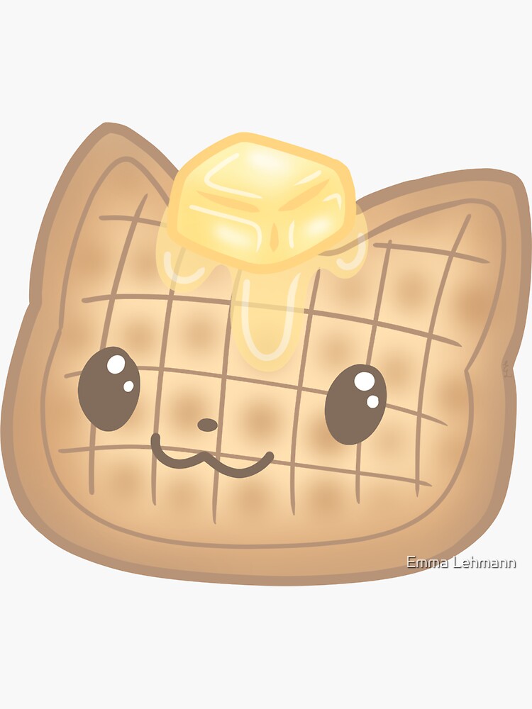 "Kawaii Waffle Cat (Singular)" Sticker for Sale by nyankochan Redbubble