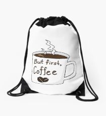 "But First, Coffee" Mug Drawstring Bag