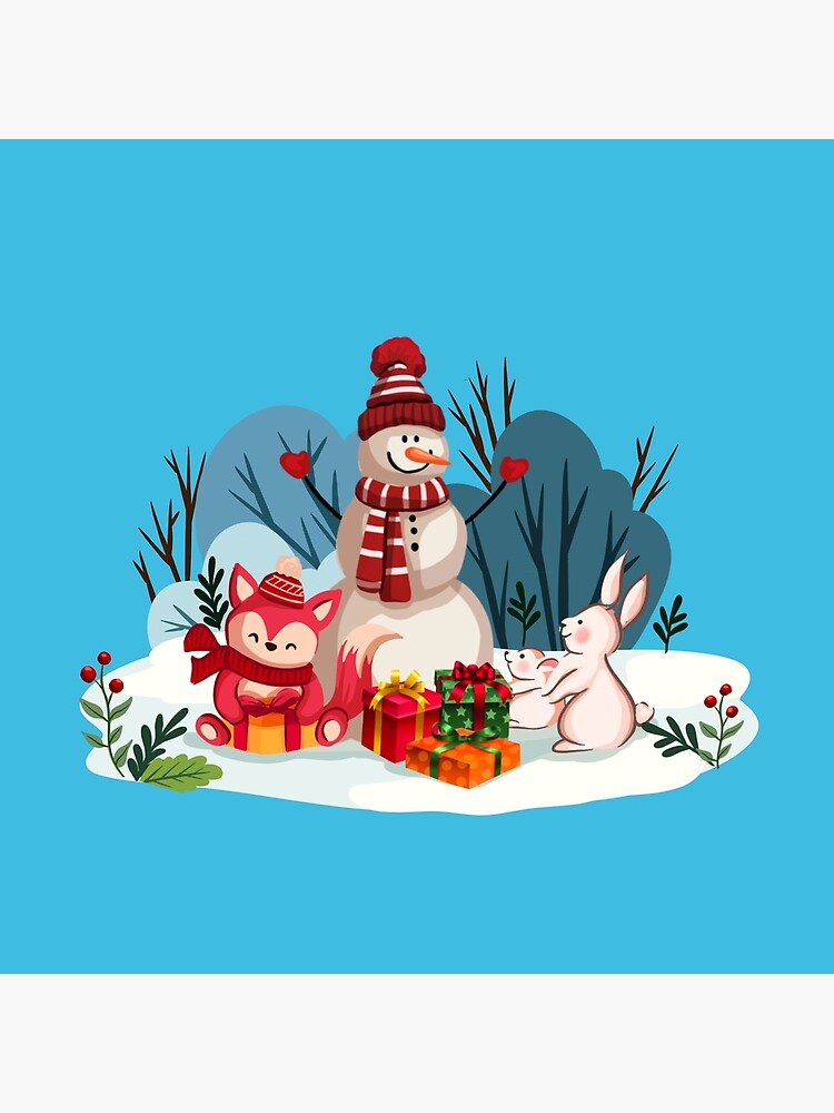Thumbnail 4 of 4, Pillow, Christmas Snowman And His Furry Friends-White Christmas™ designed and sold by TeelieTurner.