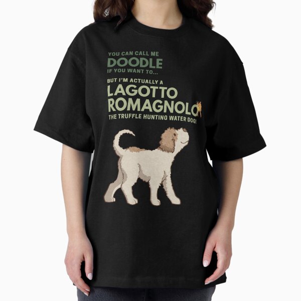Cute Cartoon Lagotto Romagnolo Purebred Dog. NOT A Doodle. Oversized T-Shirt