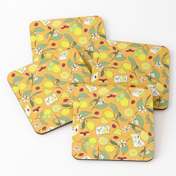 Item preview, lemons, books and ladybugs - orange designed and sold by kobyakov.