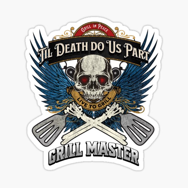 Grill in Peace - Live to Grill - Blue Wings - Grill Master Sticker