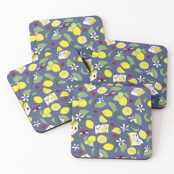 Item preview, lemons, books and ladybugs on steel gray designed and sold by kobyakov.