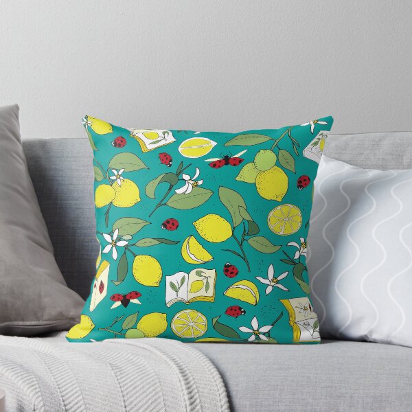 Item preview, lemons, books and ladybugs on teal designed and sold by kobyakov.