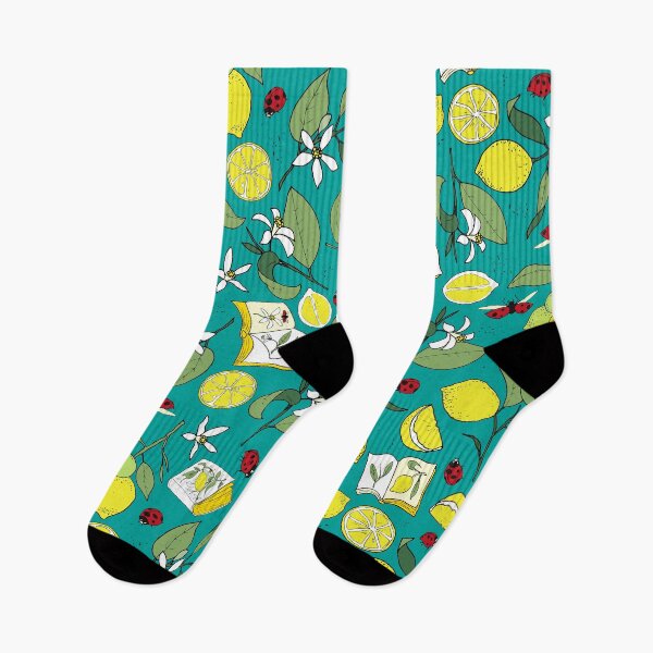 Item preview, lemons, books and ladybugs on teal designed and sold by kobyakov.