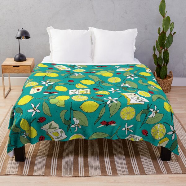Item preview, lemons, books and ladybugs on teal designed and sold by kobyakov.