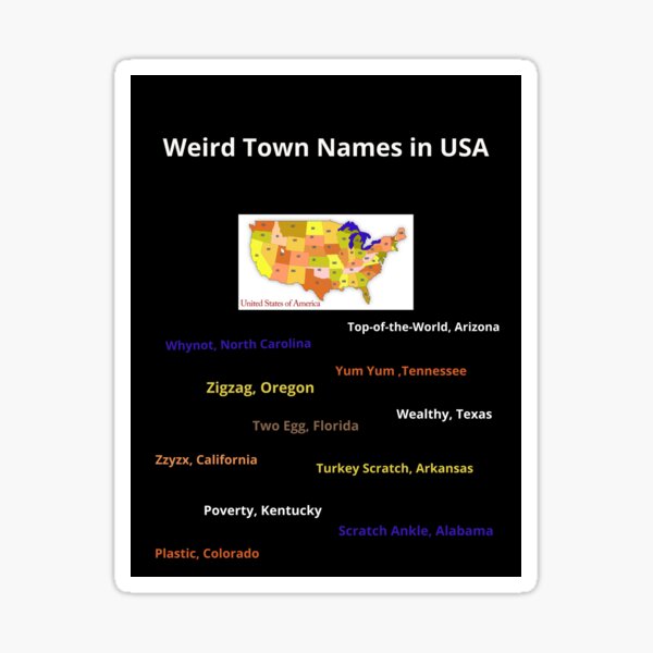  Weird Town Names In USA Sticker For Sale By PRBloem Redbubble