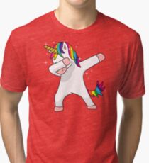 Unicorn Dab Shirt Dabbing Funny Magic Hip Hop T-Shirt For Men, Women, and Kids Tri-blend T-Shirt