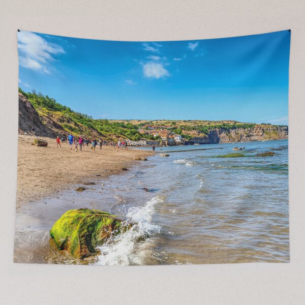 Item preview, Robin Hoods Bay Beach Sea and Waves on Rock Picturesque Seaside Scene Artistic Photograph designed and sold by skyfilming.