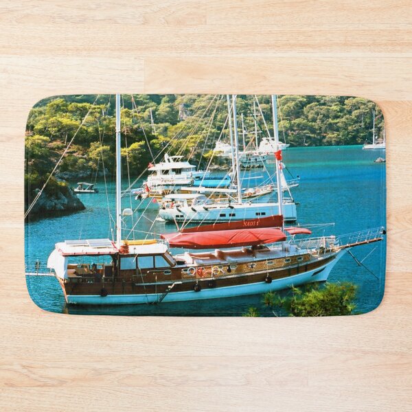 Item preview, MARITIME #11 - Anchored Boats in Cove Surrounded by Lush Hills designed and sold by DEL-Productions.