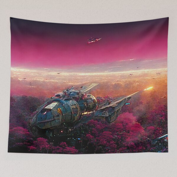 Item preview, Spaceship Landing on Alien Planet designed and sold by 2Piglets.
