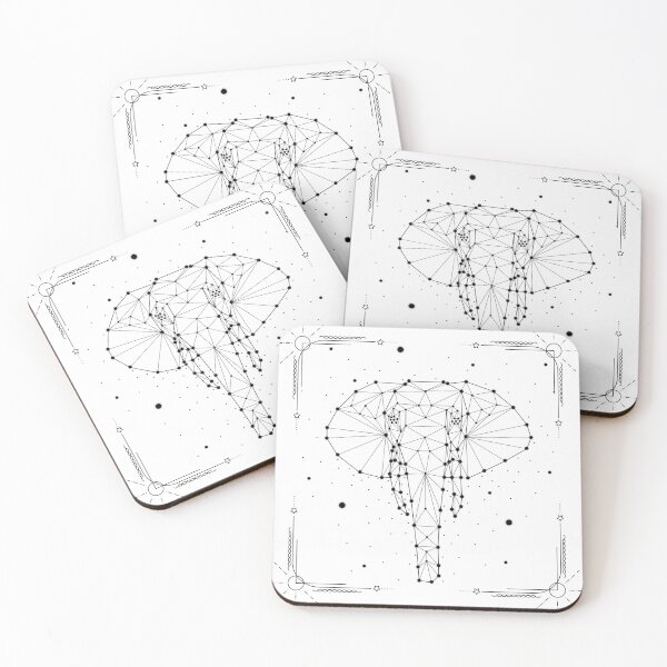 Item preview, Black Geometric Elephant Star Constellation With Border: designed and sold by LifeAndWonder.