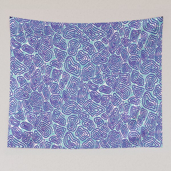Artikelvorschau, Blue and Purple Spiral Giraffe Print entworfen und verkauft von Carolina Diaz.