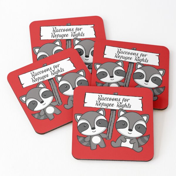 Item preview, Raccoons for Refugee Rights anti-racism BLM social justice designed and sold by incurablehippie.