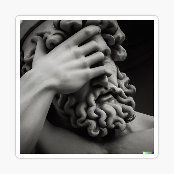 Item preview, Zeus statue facepalming designed and sold by GrowD7.