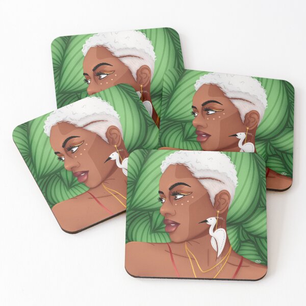 Item preview, Bold Jungle Female with Heron Portrait designed and sold by Stephjojo.