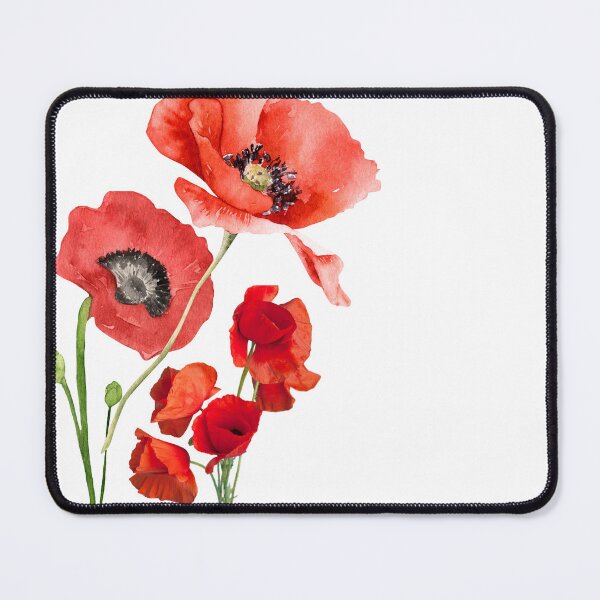 Item preview, Simple elegant red poppy watercolor artline on white designed and sold by PalomaHealing24.