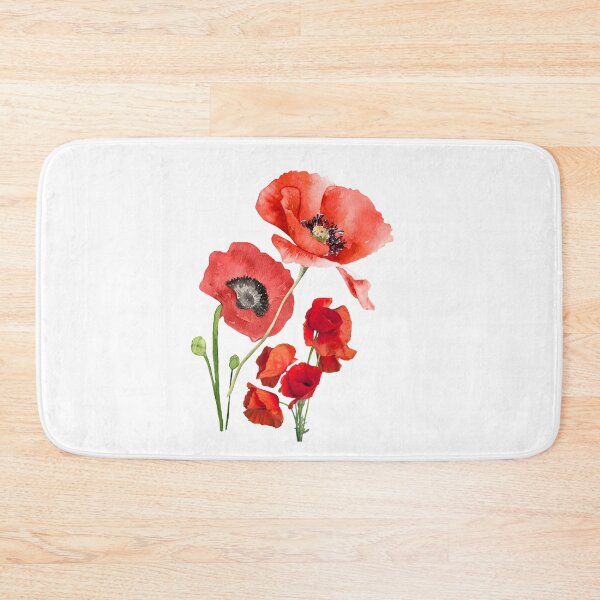 Item preview, Simple elegant red poppy watercolor artline on white designed and sold by PalomaHealing24.