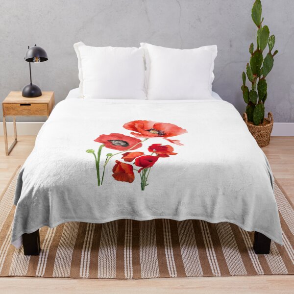 Item preview, Simple elegant red poppy watercolor artline on white designed and sold by PalomaHealing24.