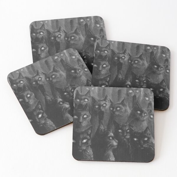 Item preview, The closer you look - creepy cat art in charcoal  designed and sold by Katie Beardmore.