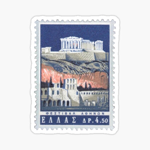 Item preview, Acropolis Athens Greek Vintage Postage Stamp designed and sold by red-amber65.