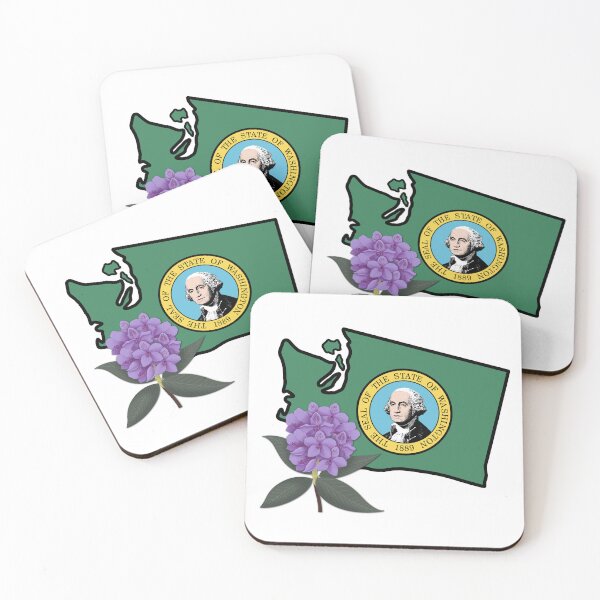 Item preview, State of Washington Flag with State Flower Pacific Rhododendron designed and sold by Gsallicat.