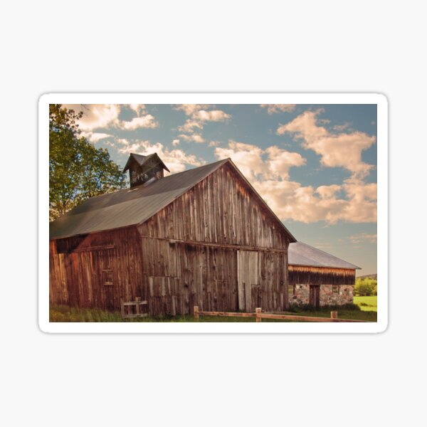 Old barn- fluffy Clouds Sticker