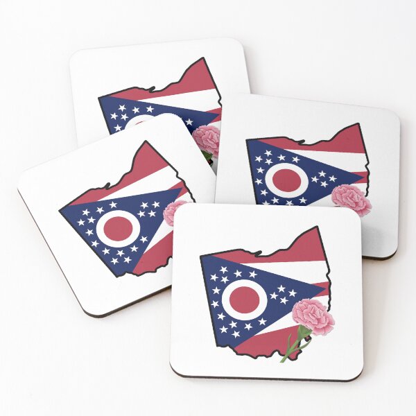 Item preview, State of Ohio Flag with State Flower Carnation designed and sold by Gsallicat.