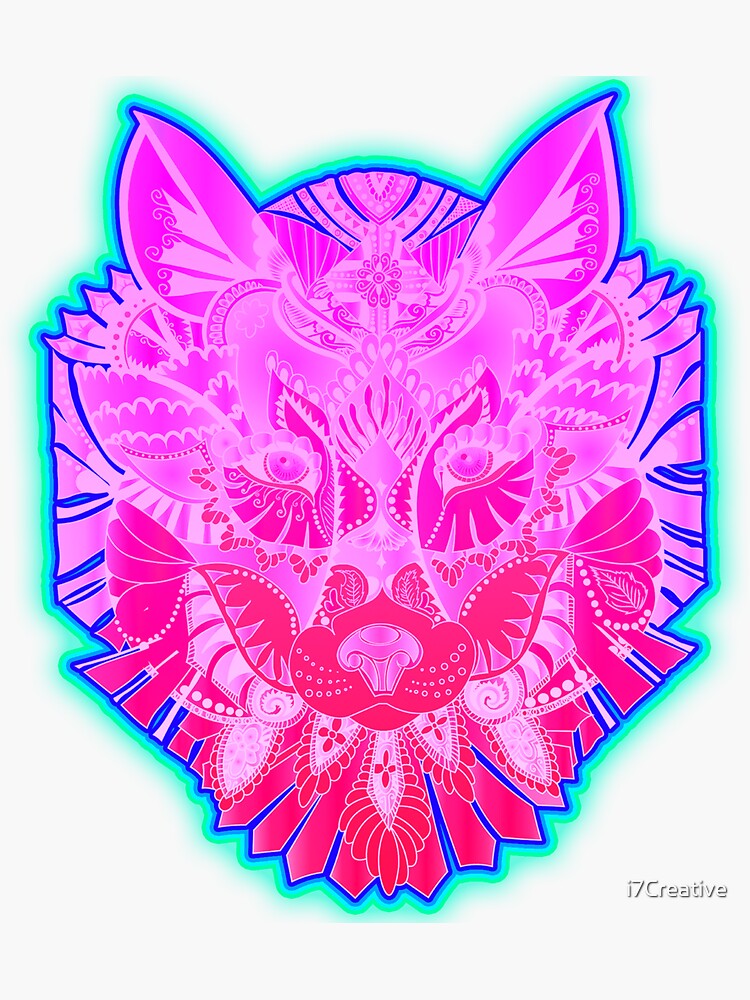 "Neon Pink Wolf" Sticker for Sale by i7Creative Redbubble