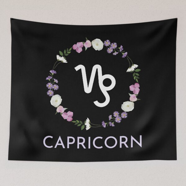 Item preview, Purple Floral Capricorn Symbol designed and sold by Hellofriendco.