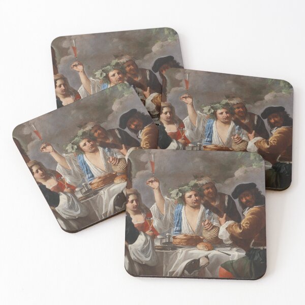 Item preview, A Bacchanal with a Company Feasting and Making Music | Caravaggisti School | 17th Century Renaissance Greeco-Roman Art designed and sold by CJET.