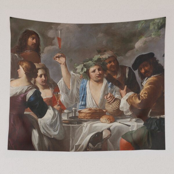 Item preview, A Bacchanal with a Company Feasting and Making Music | Caravaggisti School | 17th Century Renaissance Greeco-Roman Art designed and sold by CJET.
