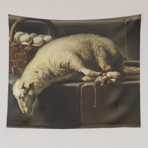 Item preview, A Ligated Lamb Besides a Basket of Eggs, an Allegory of Easter | Giovan Battista Recco | 17th Century Renaissance Christian Art designed and sold by CJET.