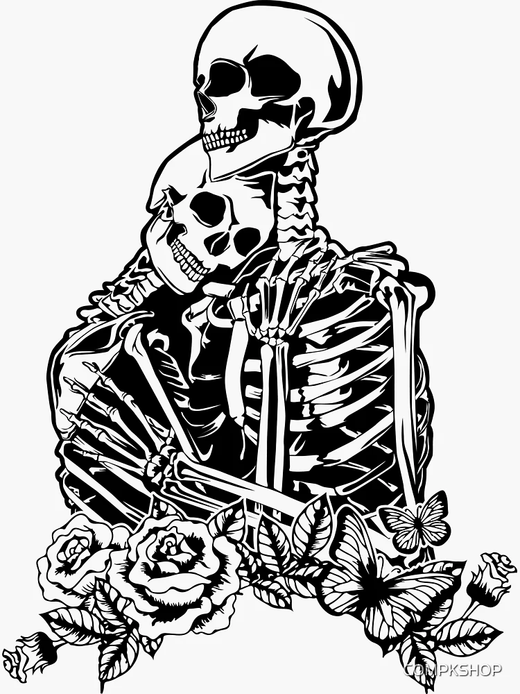 Skull Lovers , Dead Skeleton Love  Sticker for Sale by COMPKSHOP