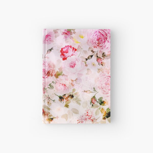 Vintage pink pastel watercolor floral pattern Hardcover Journal