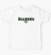 Green Diamonds and Green Glitter Effect Collection Kids Tee