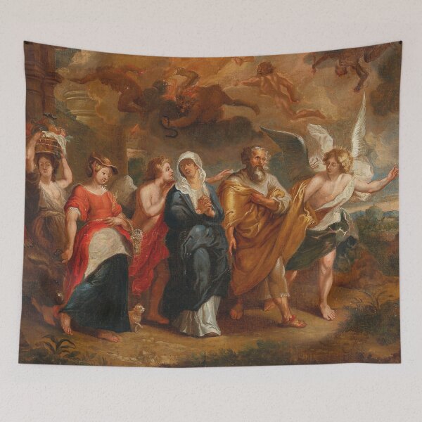Item preview, Lot and His Family Escaping from the Burning Town of Sodom | Follower of Peter Paul Rubens | 1630 Renaissance Biblical Art designed and sold by CJET.