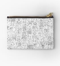 Robot pattern - black and white - fun pattern by Cecca Designs Studio Pouch
