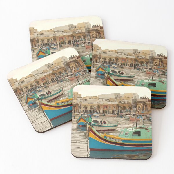 Item preview, Fishing Boats in Maltese Harbour - Watercolour Style designed and sold by WWWC2288.