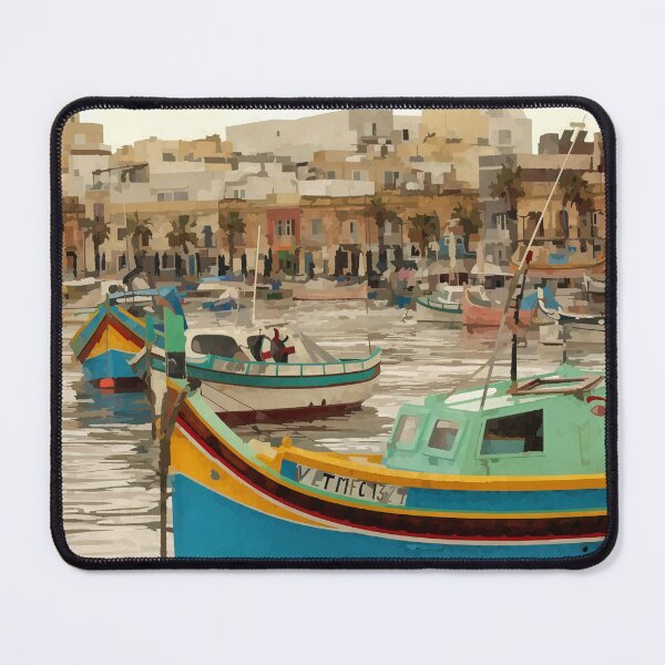 Item preview, Fishing Boats in Maltese Harbour - Watercolour Style designed and sold by WWWC2288.