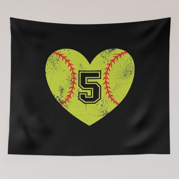 Item preview, Softball Heart Jersey Number 5 designed and sold by AdventureTee.