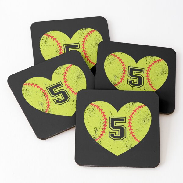 Item preview, Softball Heart Jersey Number 5 designed and sold by AdventureTee.