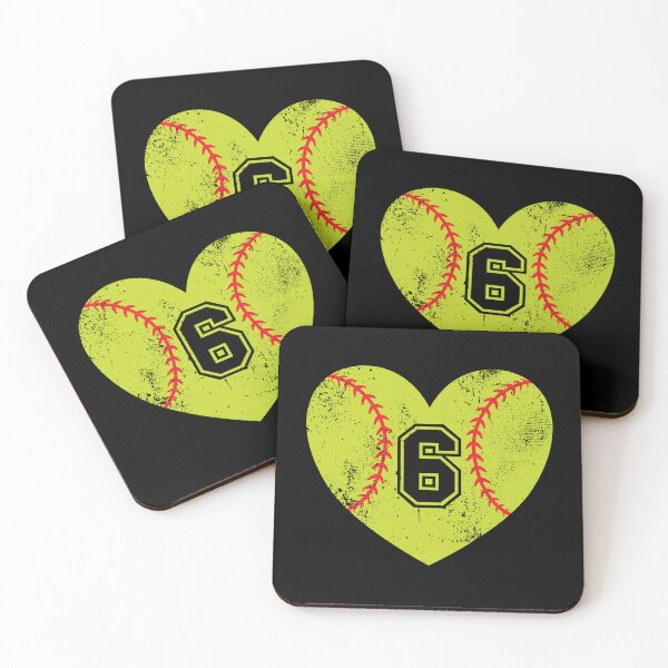 Item preview, Softball Heart Jersey Number 6 designed and sold by AdventureTee.