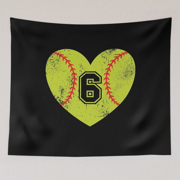 Item preview, Softball Heart Jersey Number 6 designed and sold by AdventureTee.